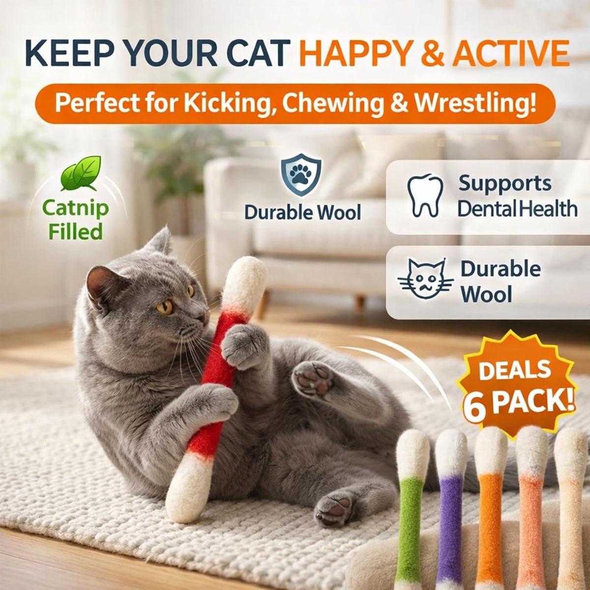 🐱Swabs Large Size Cat Toys with Catnip