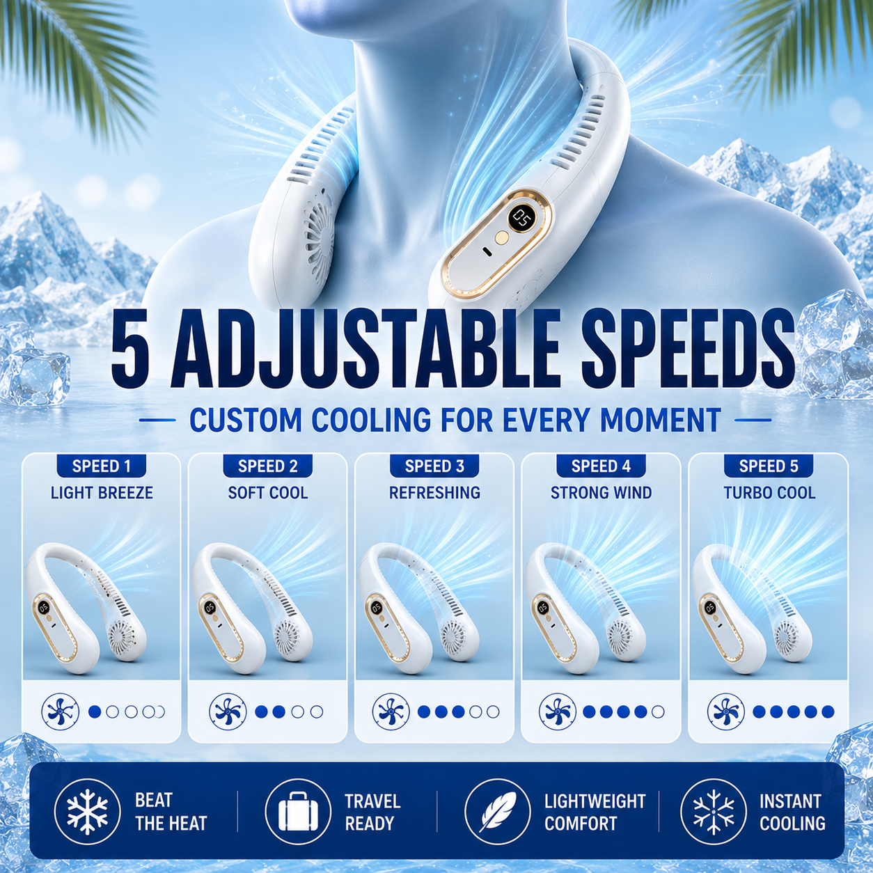 ❄️ 2026 Semiconductor Neck Cooling Fan – Cool-Touch Plate, 720° Airflow & Hands-Free Summer Comfort