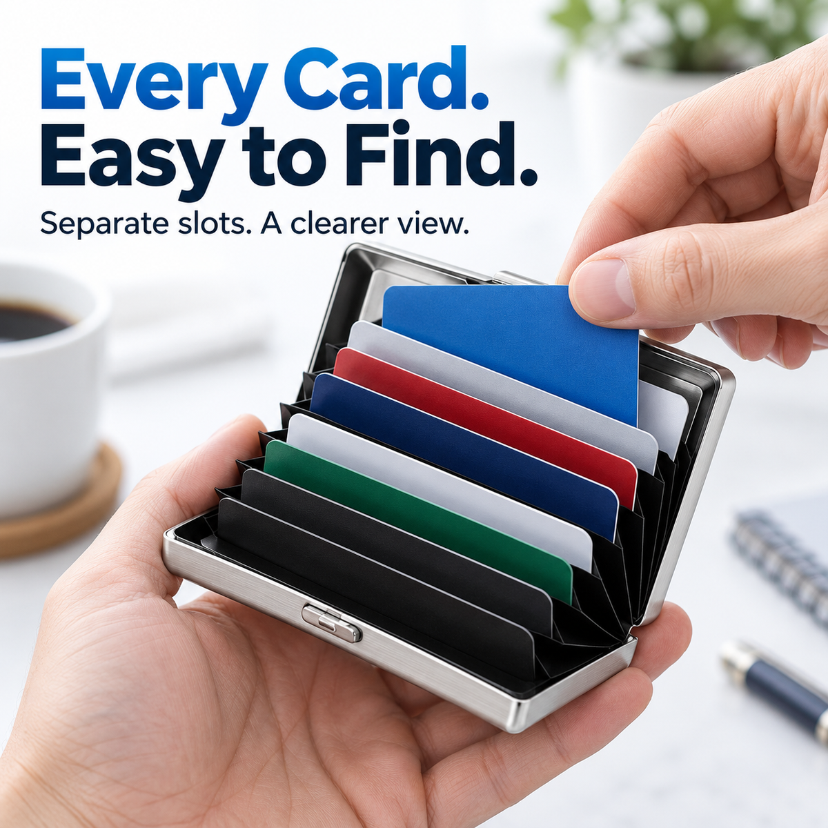 🔒 RFID-Blocking Metal Wallet – Secure, Slim & Easy Access