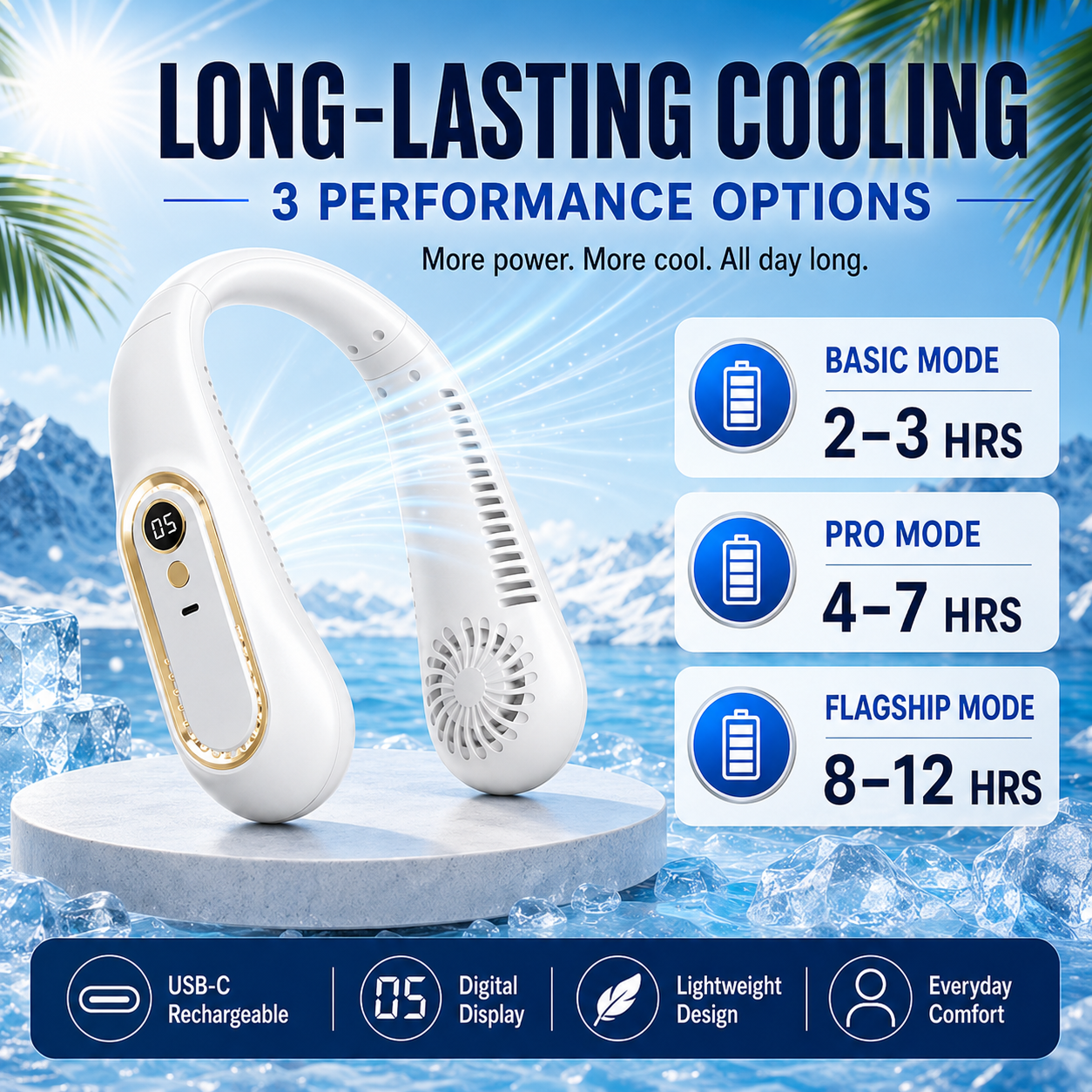 ❄️ 2026 Semiconductor Neck Cooling Fan – Cool-Touch Plate, 720° Airflow & Hands-Free Summer Comfort