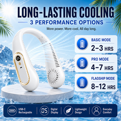 ❄️ 2026 Semiconductor Neck Cooling Fan – Cool-Touch Plate, 720° Airflow & Hands-Free Summer Comfort