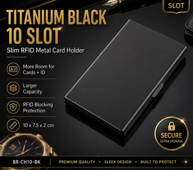 🔒 RFID-Blocking Metal Wallet – Secure, Slim & Easy Access