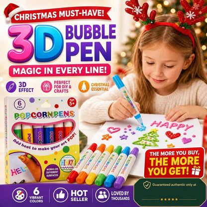 🎁🔮Magic Pen – Draw 3D with one stroke!🎄 DIY Bubble Popcorn Drawing Pens🔥