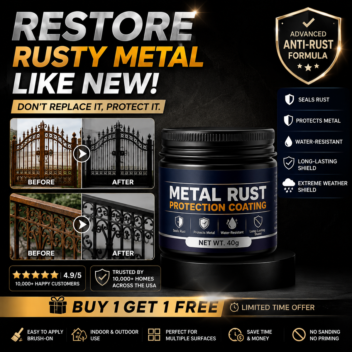 🛡️ Restore Rusty Metal Without Replacing It — Premium Metal Rust Protection Paste