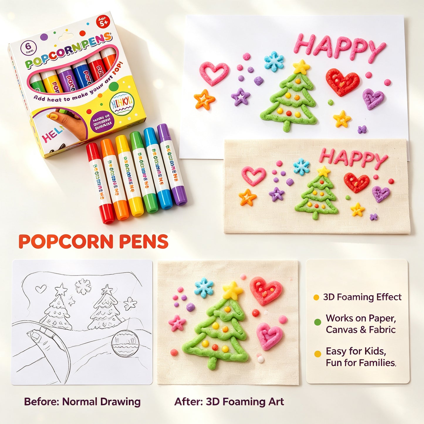 💥Surprise Price: Only €9.99!!🎁🔮Magic Pen – Draw 3D with one stroke!🎄 DIY Bubble Popcorn Drawing Pens& Buy 3 Pay 2 🔥