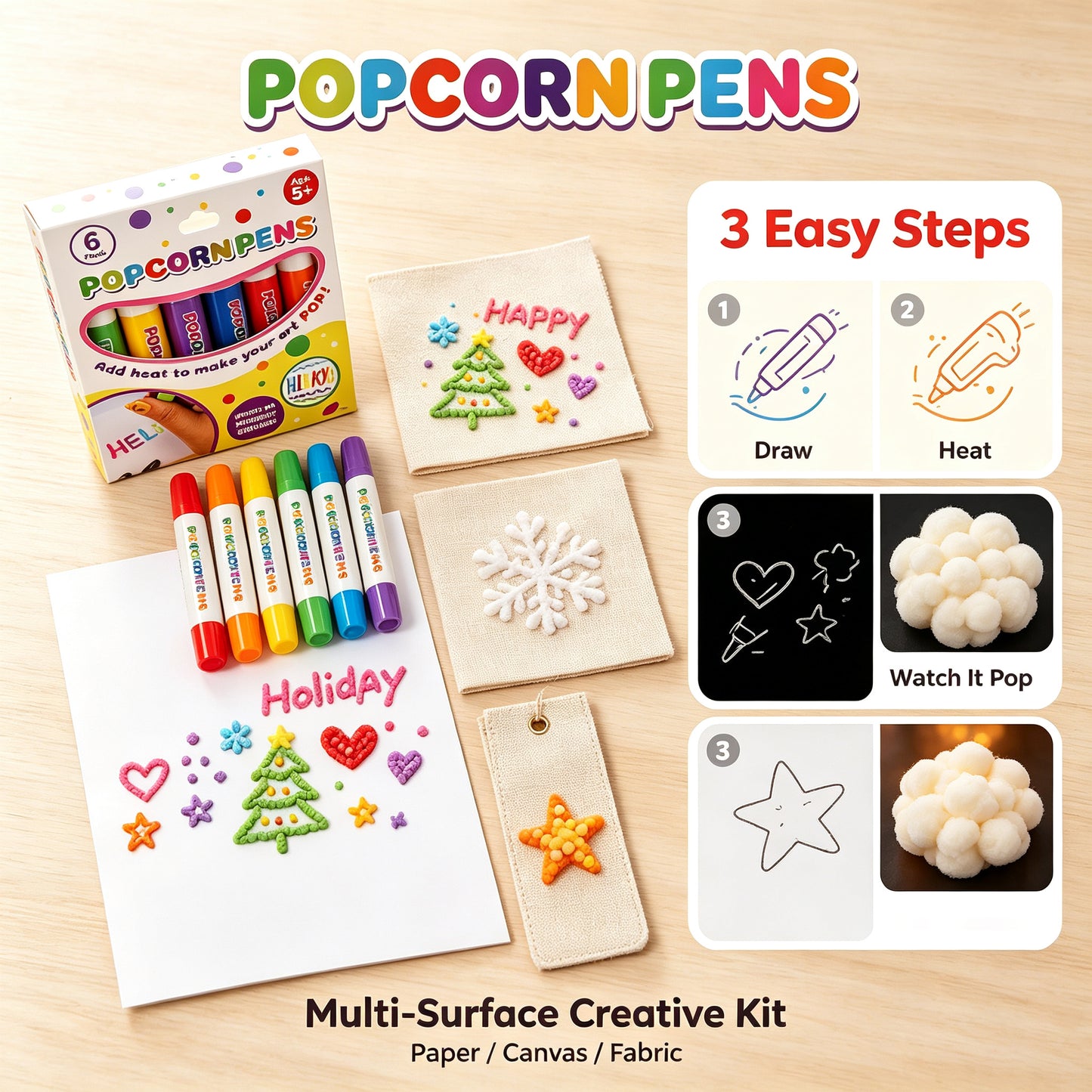 💥Surprise Price: Only €9.99!!🎁🔮Magic Pen – Draw 3D with one stroke!🎄 DIY Bubble Popcorn Drawing Pens& Buy 3 Pay 2 🔥