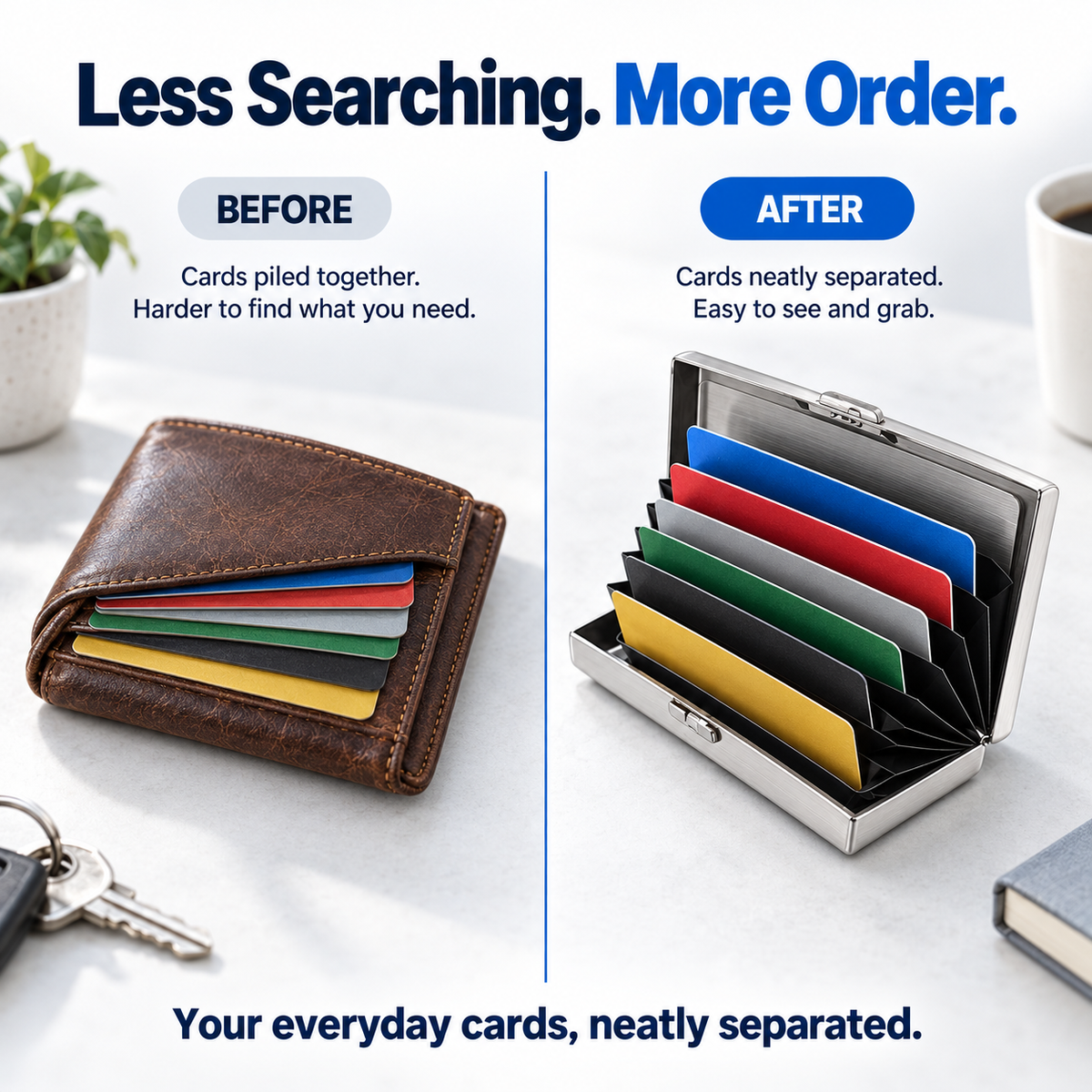 🔒 RFID-Blocking Metal Wallet – Secure, Slim & Easy Access