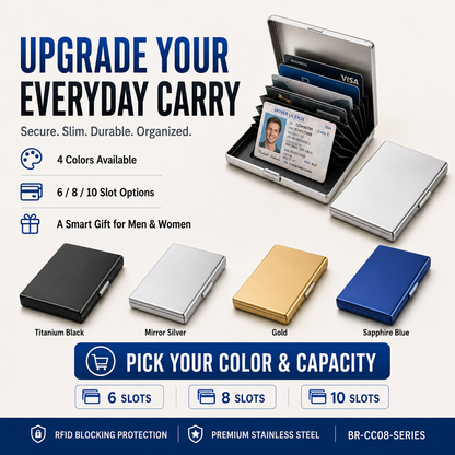 🔒 RFID-Blocking Metal Wallet – Secure, Slim & Easy Access