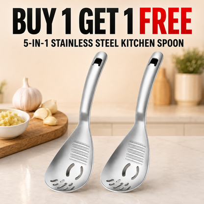 🔥 Buy 1 Get 1 Free — 5-in-1 Stainless Steel Kitchen Spoon