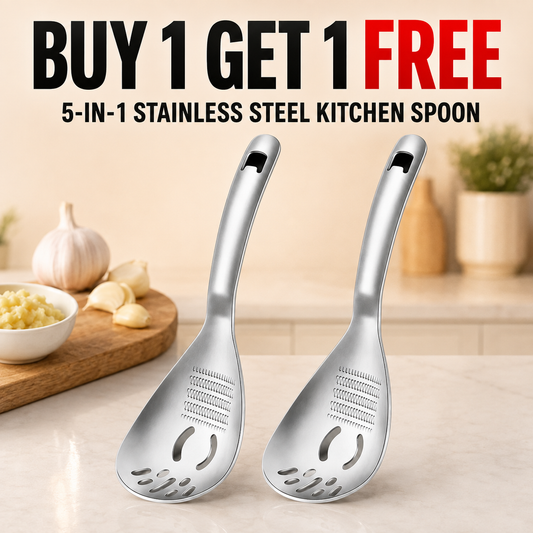 🔥 Buy 1 Get 1 Free — 5-in-1 Stainless Steel Kitchen Spoon