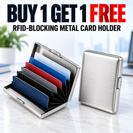🔒 RFID-Blocking Metal Wallet – Secure, Slim & Easy Access